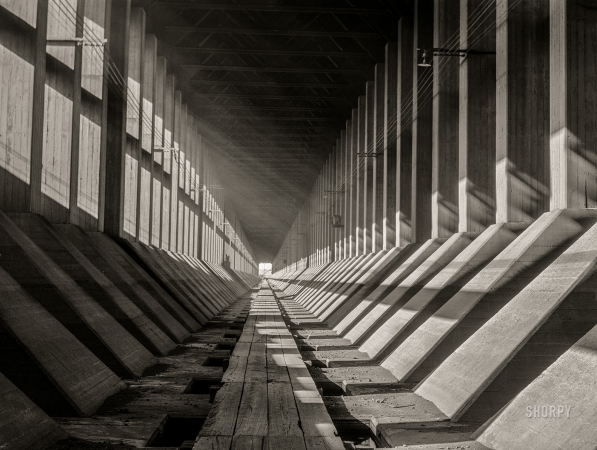 Photo showing: Below Docks -- August 1941. Underneath the ore docks. Allouez, Wisconsin.