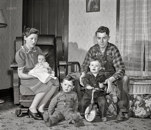 Photo showing: Meet the McRaiths -- February 1942. Meeker County, Minnesota. Mike McRaith and family. He farms eighty acres.