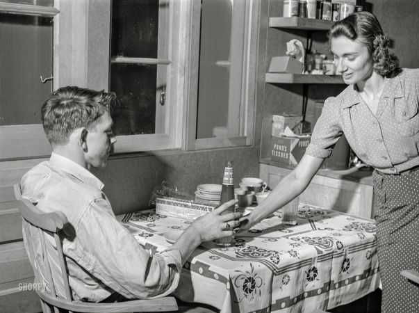 Photo showing: First-Nighters -- September 1941. First evening in the new home. FSA defense housing project in  Hartford, Connecticut.