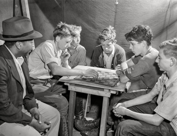 Photo showing: Your Move -- -- September 1942. Batavia, New York. Recreation tent at Elba FSA farm labor camp.