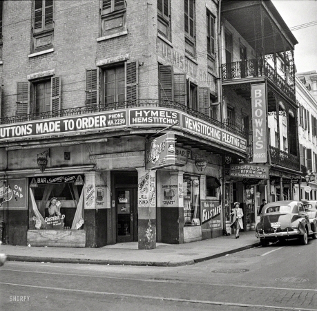 Photo showing: Special Pleating -- January 1941. Old buildings in New Orleans.