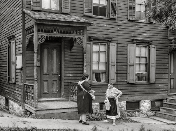 Photo showing: Ladies of the Morning -- August 1940. Two women living on the main street of Upper Mauch Chunk, Pennsylvania.