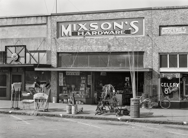 Photo showing: Spring Hardware -- April 1939. Front of hardware store. Enterprise, Alabama.