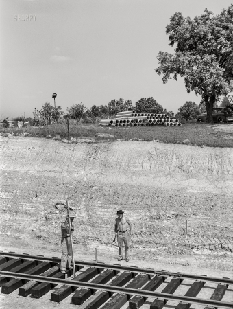 Photo showing: Nice Tie! -- June 1941. Surveyors at work in Martin County, Indiana, where naval ammunition depot is being constructed.