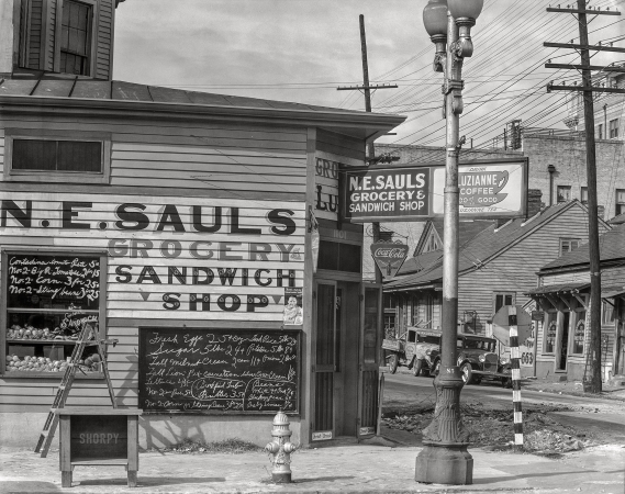 Photo showing: Sauls Sandwich Shop -- January 1936. New Orleans sandwich shop. Louisiana.