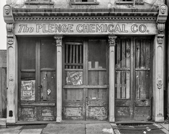 Photo showing: Plenge Chemical Co. -- March 1936. Nineteenth-century shop front. Charleston, South Carolina.