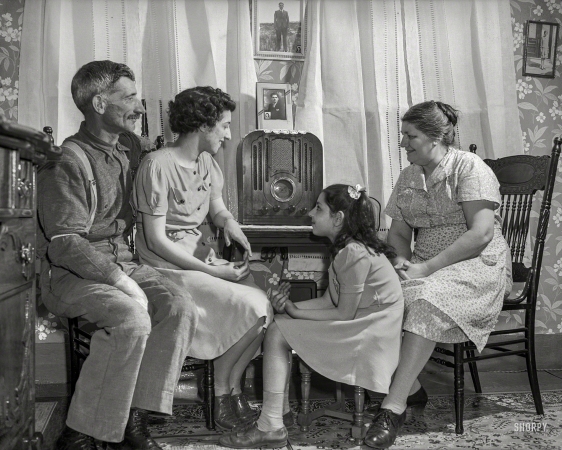 Photo showing: Raised on Radio -- Spring 1942. Provincetown, Massachusetts. Family of a Portuguese dory fisher­man.