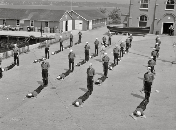 Photo showing: Waiting to Inhale - -- July 1942. Hoffman Island, merchant marine training center, New York. Class in artificial respiration.