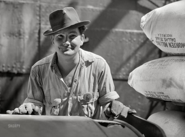 Photo showing: On the Waterfront II -- March 1943. New Orleans, Louisiana. Poydras Street dock worker.