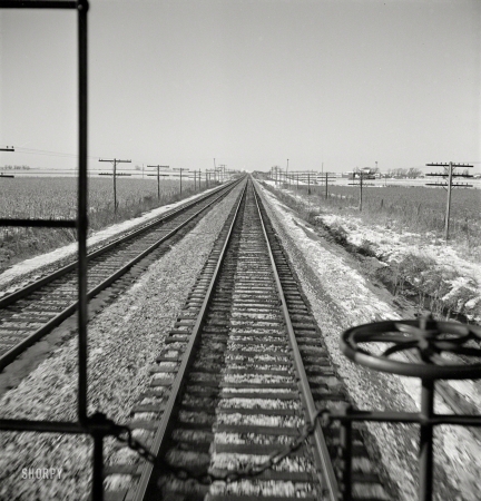 Photo showing: Where Im Coming From -- January 1943. Freight train operations on the Chicago and North Western Railroad between Chicago and Clinton, Iowa.