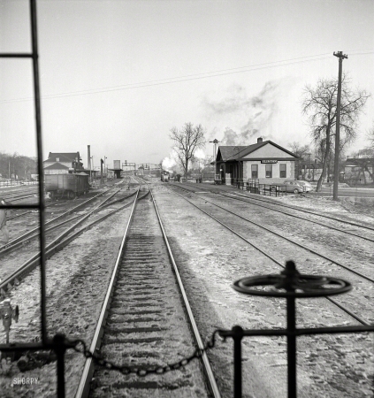 Photo showing: Clinton, Iowa -- March 1943. Freight operations on the Chicago & North Western between Chicago and Clinton, Iowa.