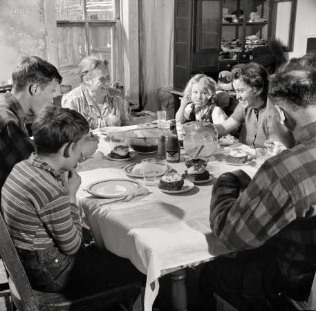 Photo showing: Meet the Mutzes -- February 1943. Moreno Valley, Colfax County, New Mexico. Dinnertime on George Mutz's ranch.