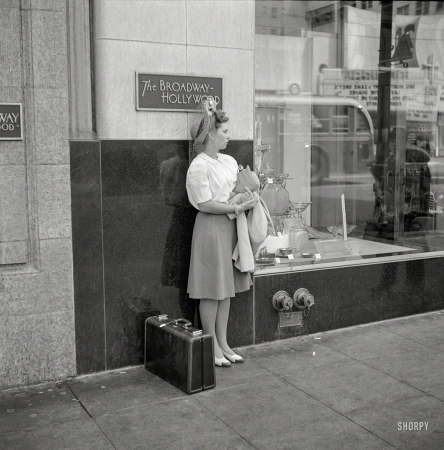 Photo showing: Broadway-Hollywood -- April 1942. Hollywood, California. Girl on the street.