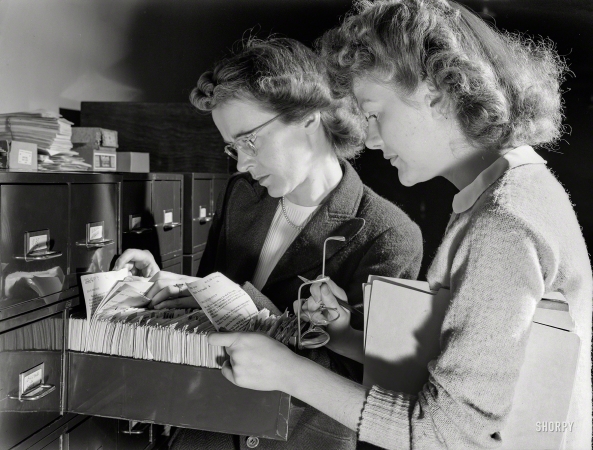 Photo showing: A to Z -- May 1943. Washington, D.C. Office of War Information research workers.
