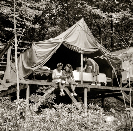 Photo showing: Summer Campers -- August 1943. Arden, New York. Rest period at Camp Gaylord White.