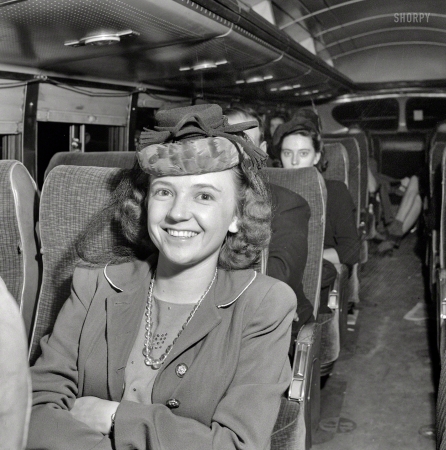 Photo showing: Going Places -- September 1943. A Greyhound bus trip from Louisville to Memphis.
Roberta Locker, going to Chattanooga from Elora, Tennessee, to work.