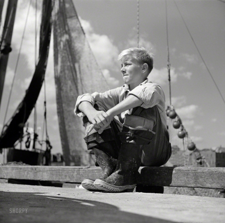 Photo showing: Future Fisherman -- September 1942. Gloucester, Mass. A young boy, probably a fisherman of tomorrow.