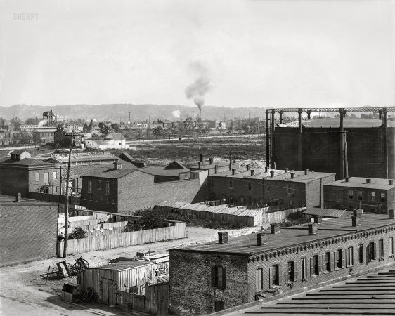 Photo showing: I at First -- Washington, D.C., 1901. Elevated view from Randall Elementary School -- I Street at First Street S.W.