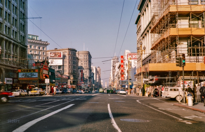 Photo showing: Market Street at Sixth -- April 1963 in San Francisco.