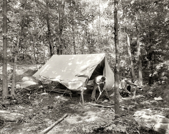 Photo showing: Danger Lurks -- Cos Cob, Connecticut, circa 1908. Owanoke Prospector's Camp -- Wyndygoul.