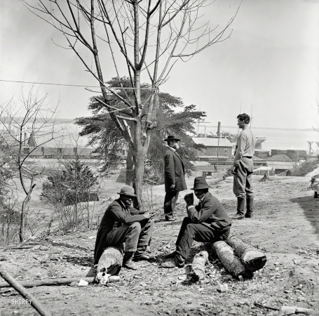 Photo showing: Civil War Scouts -- 1865. City Point, Virginia. Scouts at Secret Service headquarters in the last months of the war.