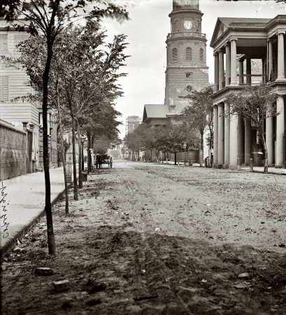 Photo showing: Charleston: 1865 -- 1865. Charleston, South Carolina. Meeting Street, near Broad; St. Michael's Church in middle distance.
