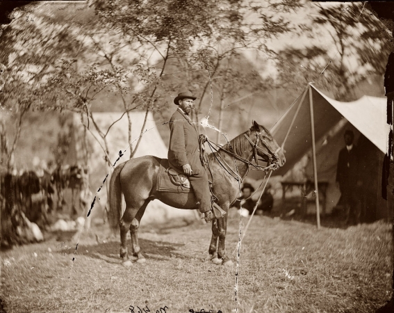 Photo showing: Pinkerton Man -- 1862. Allan Pinkerton (E.J. Allen) of the Secret Service at Antietam, Maryland.