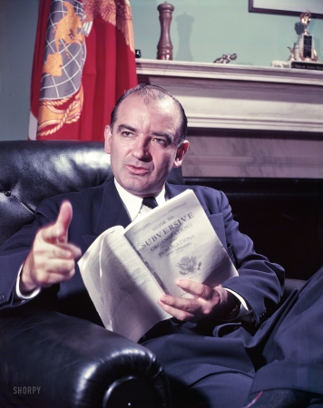 Photo showing: Red Scarer -- April 1953. Washington, D.C. Sen. Joseph McCarthy of Wisconsin.