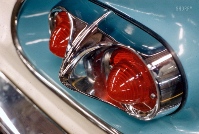 Photo showing: Red, White and Turquoise -- October 1957. Taillight of 1958 Chevrolet.