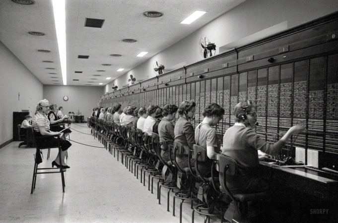 Photo showing: Government Connections -- January 27, 1959. Washington, D.C. Women working at the U.S. Capitol switchboard.