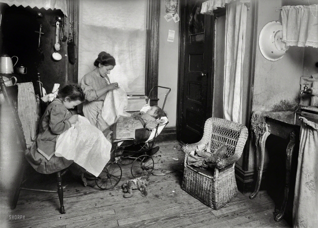 Photo showing: Work From Home -- January 1912. Tenement homework, New York City. 309 W. 146th Street.