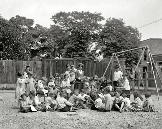Photo showing: Swing Set -- Washington, D.C., 1922. Fair Bros. playground.