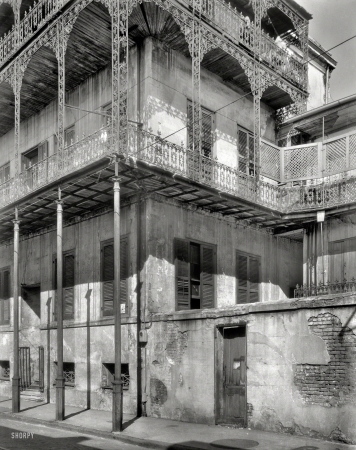 Photo showing: Moldy Manse -- New Orleans, 1937. Le Pretre Mansion, 716 Dauphine St., built 1835-6. Joseph Saba house.