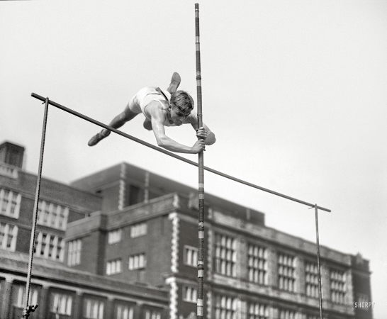 Photo showing: Over the Top -- April 21, 1923. Washington, D.C. Gartley -- U of Virginia, American Legion track meet, Central High stadium.