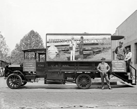 Photo showing: Mobile Post Office -- May 25, 1923. Shrine post office. Set up for the big convention of Masonic orders held that year in Washington, D.C.