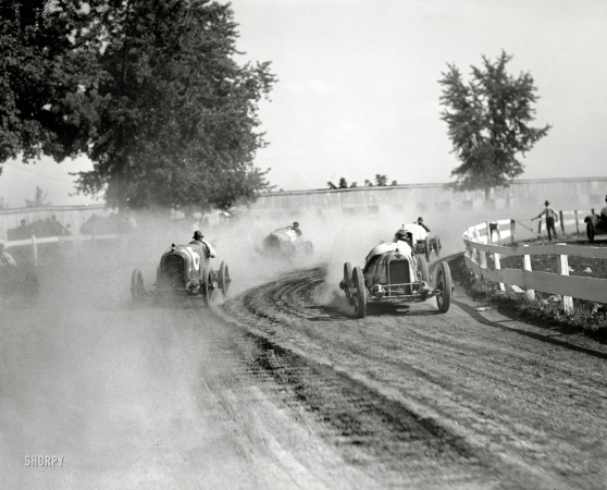Photo showing: Dirt Track Race -- August 25, 1923. Auto races at Rockville Fair.