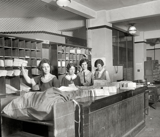Photo showing: Mailroom Girls -- May 20, 1924. Washington, D.C. Veterans Bureau.