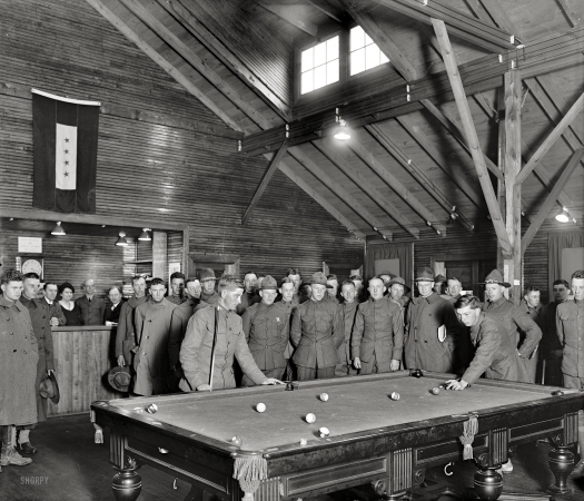 Photo showing: Liberty Hut Billiards -- Washington, D.C., 1918. Liberty Hut, Y.M.C.A. The former Billy Sunday Tabernacle.