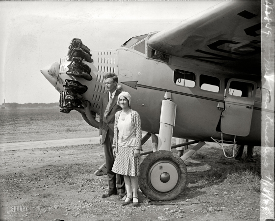 Photo showing: The Lindberghs: 1929 -- Charles Lindbergh and Anne Morrow Lindbergh at Bolling Field en route to South America, September 18, 1929.
