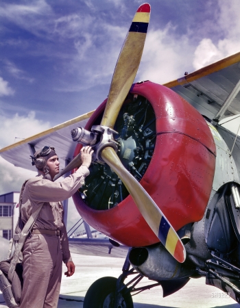 Photo showing: Corpus Christi Cadet -- August 1942. Corpus Christi, Texas. Aviation Cadet Thanas at Naval Air Base.