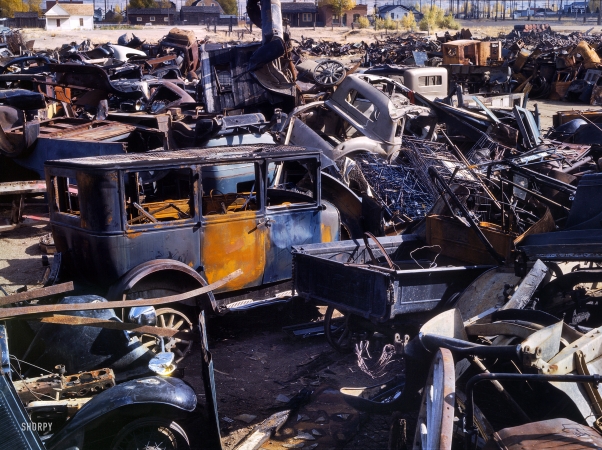 Photo showing: Scrap Heap: 1942 -- Scrap and salvage depot in Butte, Montana.