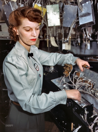 Photo showing: Electronics War Worker -- Goodyear Aircraft Corp., Akron, Ohio, December 1941.
