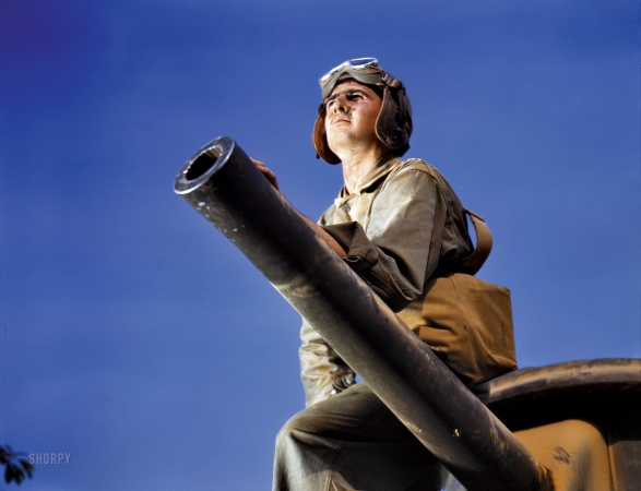 Photo showing: Top Gun: 1942 -- Crewman of an M-3 tank, Fort Knox, Kentucky, June 1942.