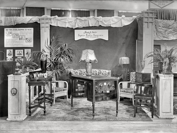Photo showing: Desk Radio -- Washington, D.C., 1926. Industrial Exposition. Frank R. Porter -- booth at auditorium.