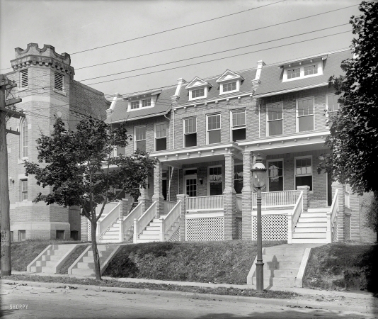 Photo showing: D.C. Triplex -- Washington, D.C., circa 1920. 551-53-55 Randolph St. N.W.