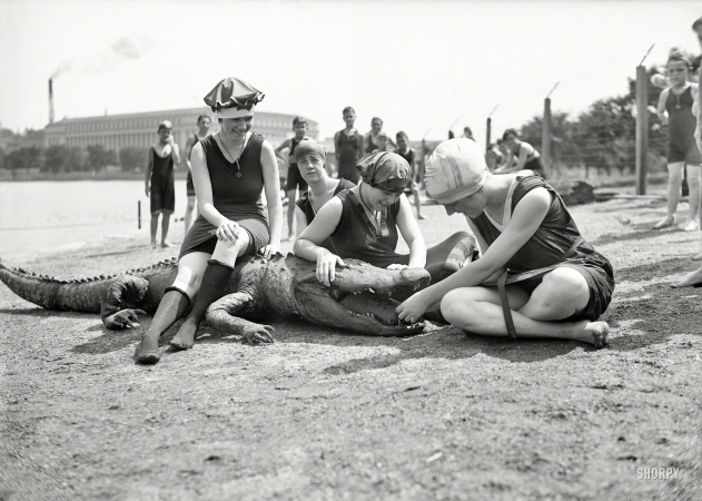 Photo showing: Jaws: 1924 -- Washington, D.C., circa 1924. Tidal Basin bathing girls.