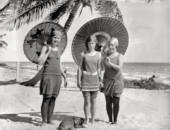 Photo showing: Sun and Fun -- Miami circa 1923. Mrs. F.H. Lockwood and Miss Joy Welford of Asheville, Mrs. G.M. Blaker.