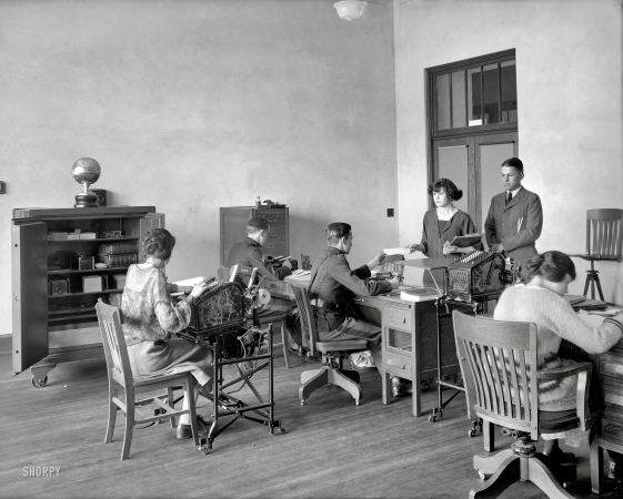 Photo showing: Junior Accountants -- Washington, D.C., circa 1923. Eastern High School -- bank.