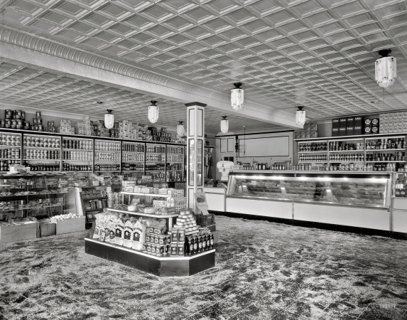 Photo showing: District Grocery Store -- Washington, D.C., circa 1935. Interior of D.G.S. The District Grocery Store at Seventh and E streets SW.