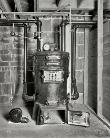Photo showing: Central Heat -- Circa 1932 coal-fired boiler.
